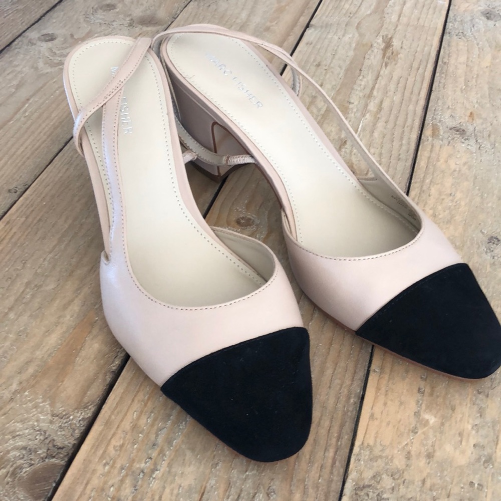 COPY - Marc Fisher sling back two tone capped pumps